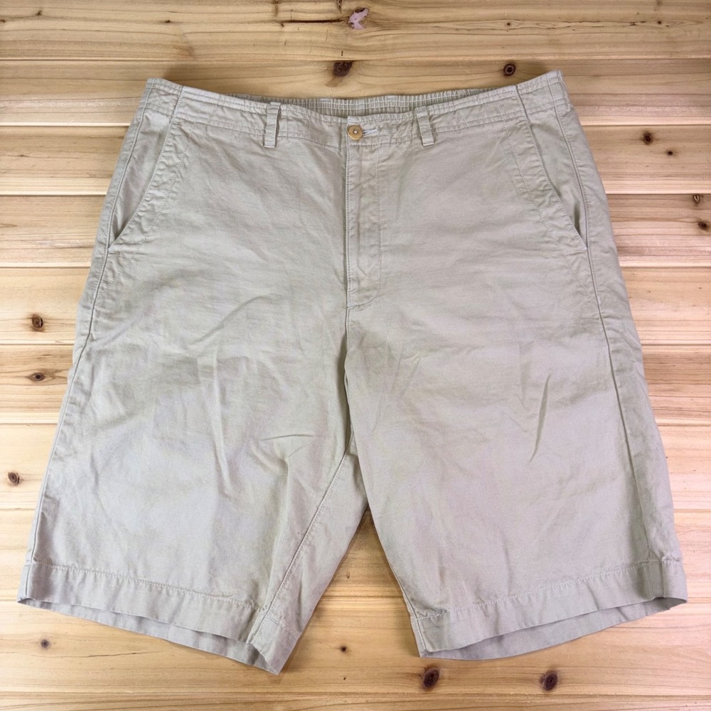 Tommy Bahama Short Mens Large Tall Khaki Lightweight Cotton Linen Chino Shorts